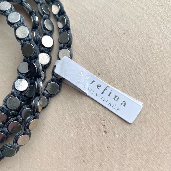 NWT Anthropologie Serefina Penny Wrap Bracelet Dark Gray and Silver Studs - Picture 11 of 15